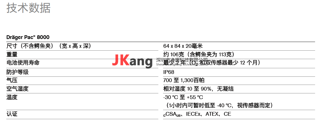 Pac8000單一氣體檢測儀,Drager德爾格Pac8000空氣檢測儀