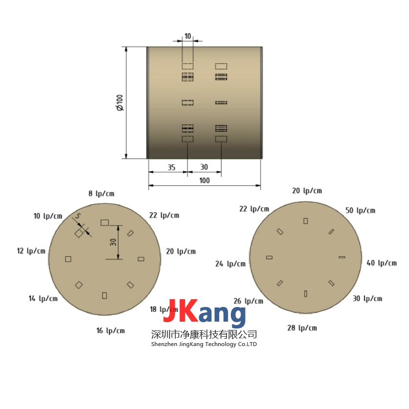 QRM D100 HCR TestPattern 高對比度分辨率仿真模體,D100 HCR分辨率模體